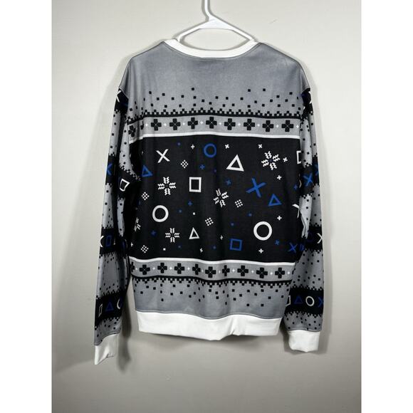 Rare 2019 PlayStation Christmas Ugly Holiday Sweater Mens Large Black Gray PS - Picture 8 of 8